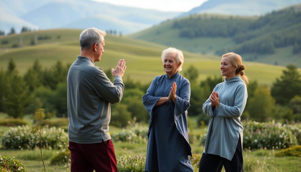 Qi Gong instruktør underviser gruppe