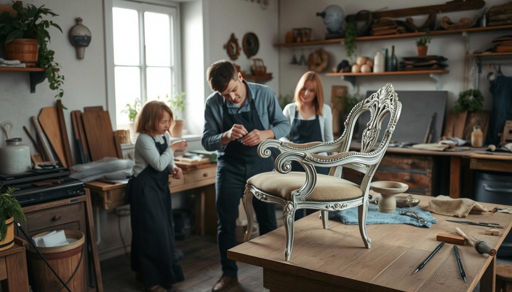 Restaurering av sølvdekorerte møbler