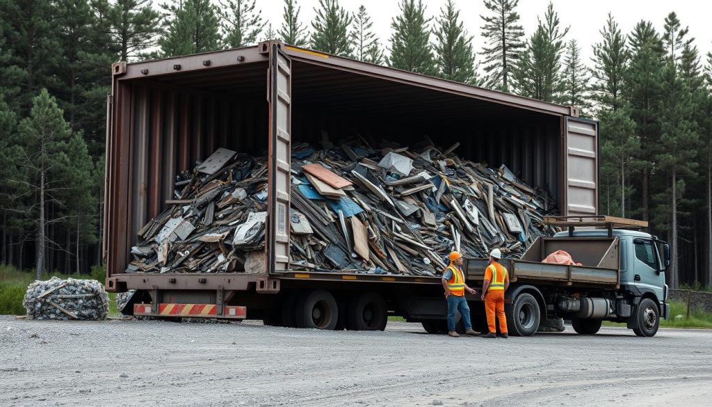 Rivningsavfall container og transport