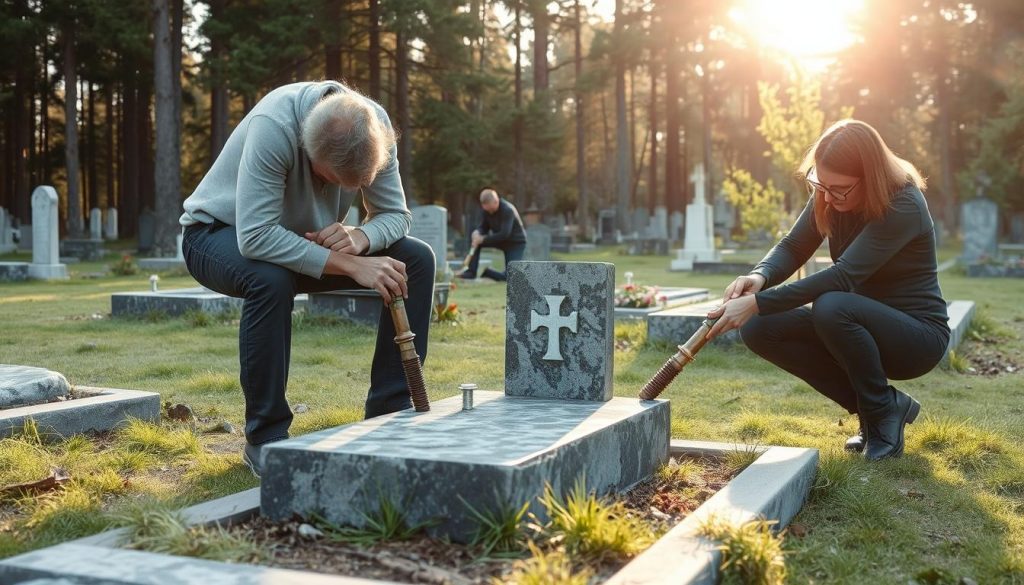 Sikring av gravstein med bolter