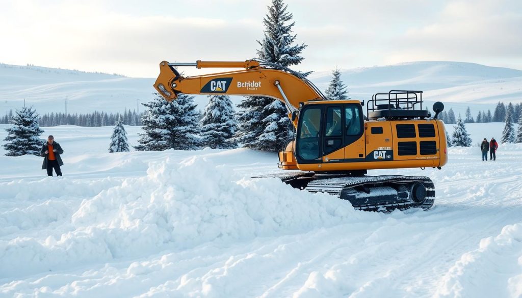 Snørydding med gravemaskin