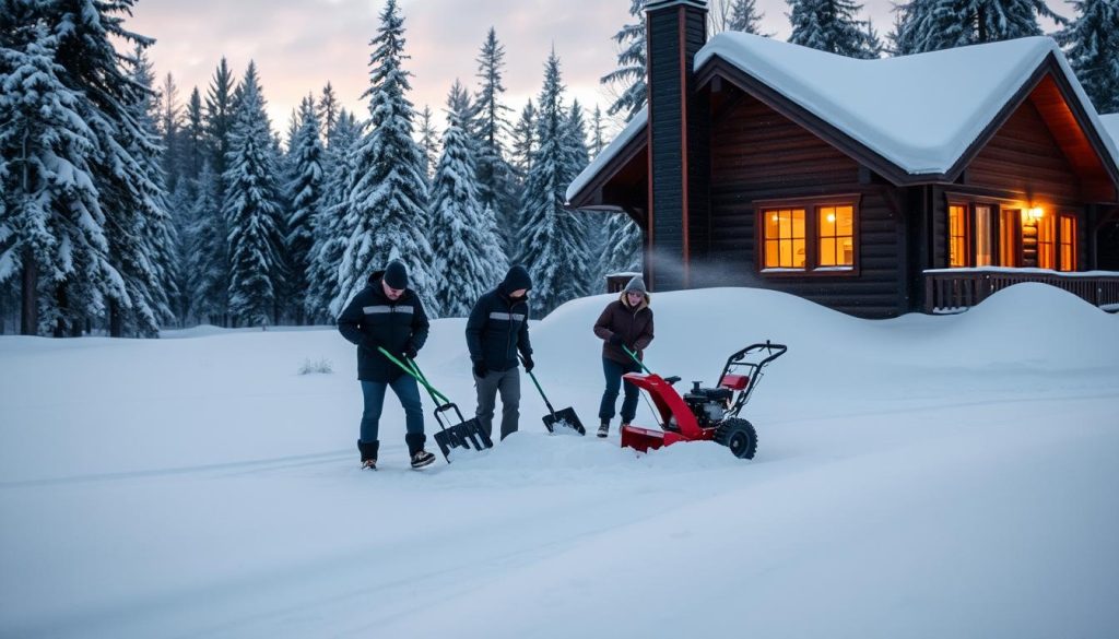 Snørydding ved hytte