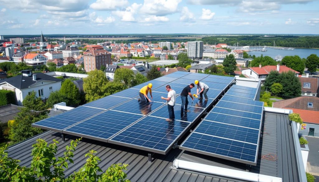 Solcellepanel installasjon i norske byer