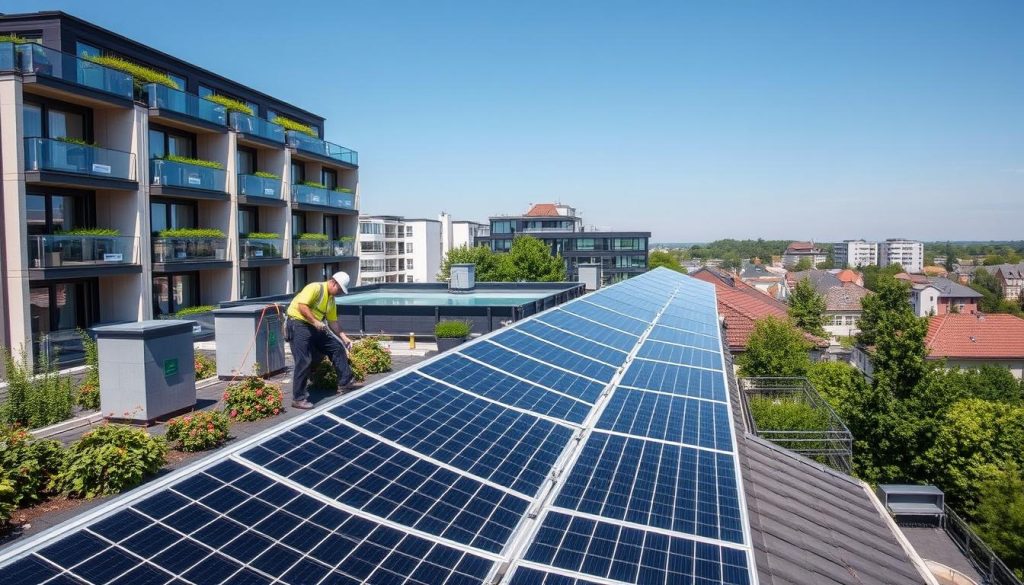 Solcellepanel installasjon i norske byer