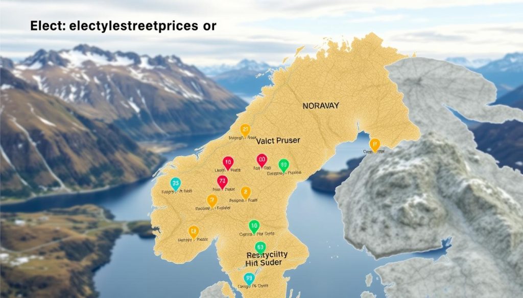 Spotpris strøm kart over Norge