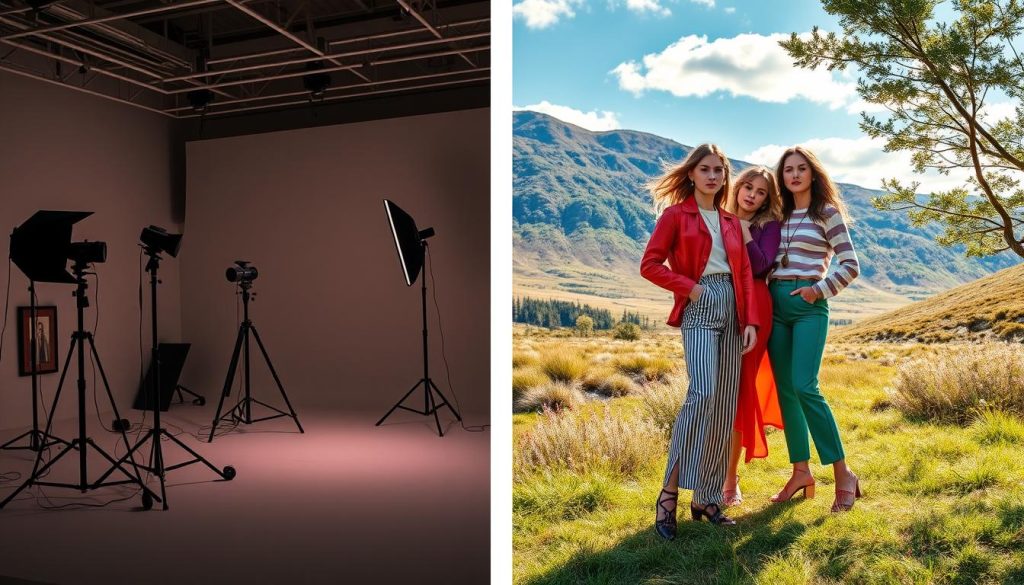 Studio vs utendørs motefotografering