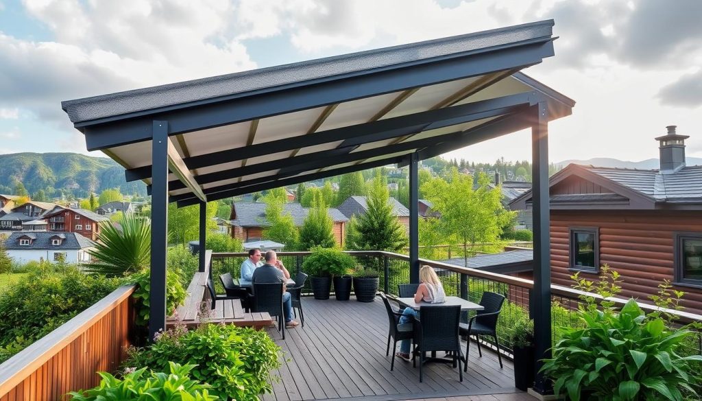 Tak over terrasse i norske byer