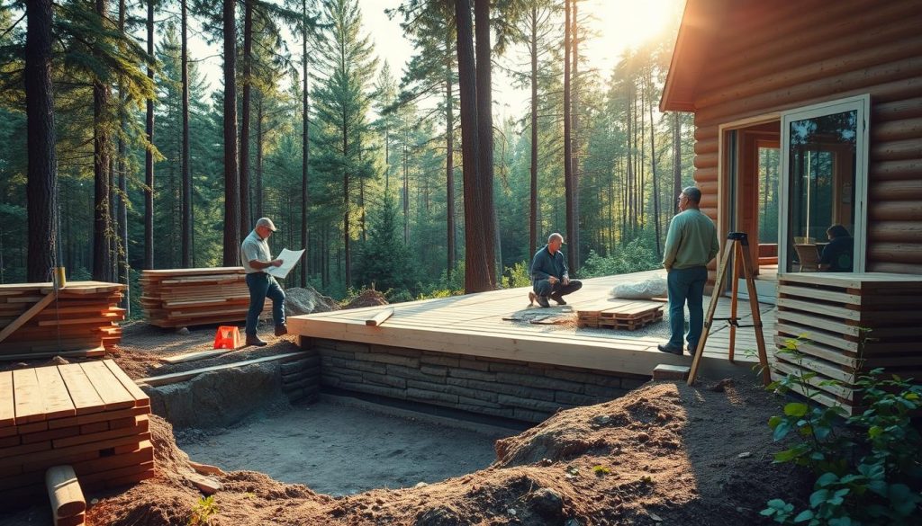 Terrasse grunnarbeid og konstruksjon