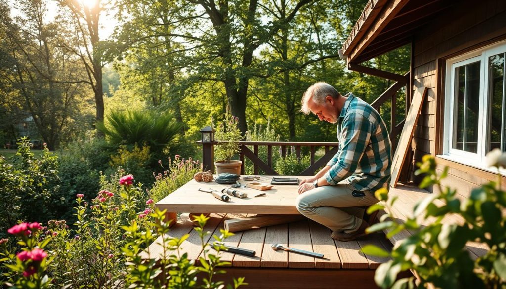 Terrasse håndverker i arbeid