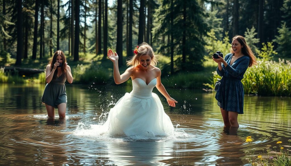 Trash the dress fotografering