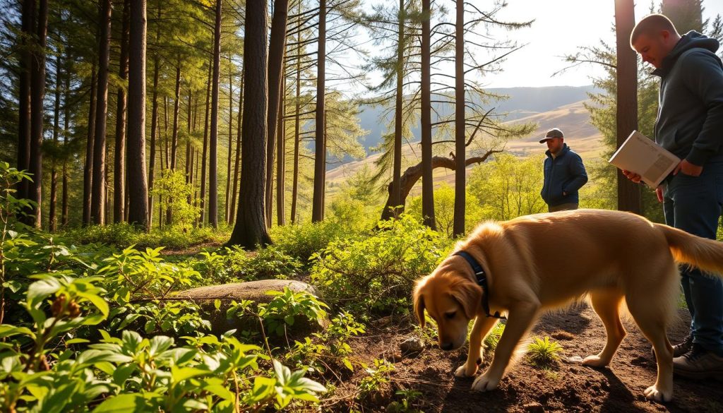 Trøffeljakt med hund i norsk terreng