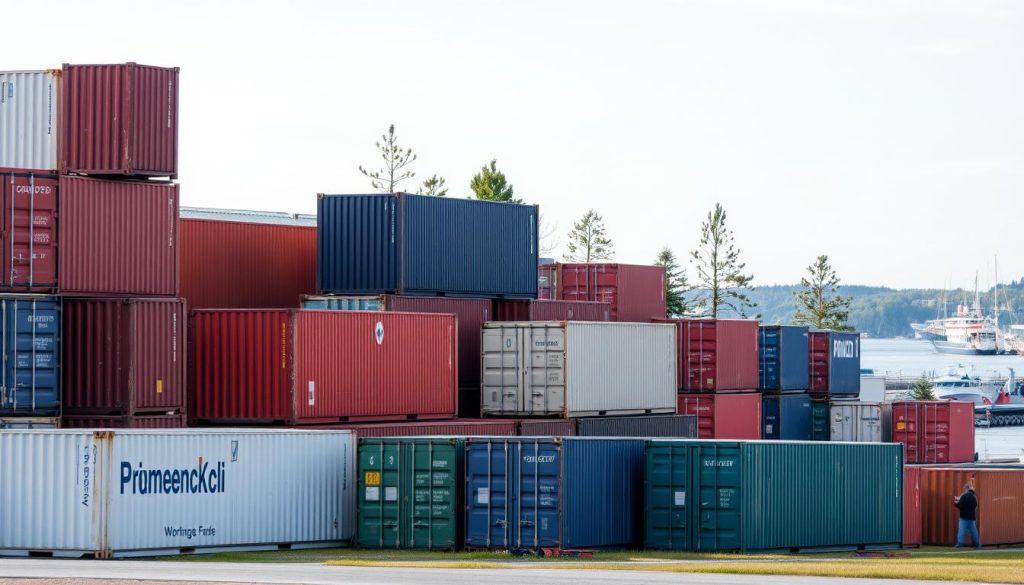 Ulike containerstørrelser for frakt