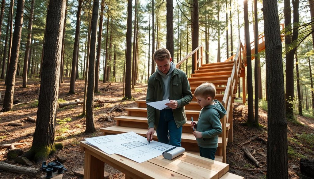 Utendørs tretrapp planlegging