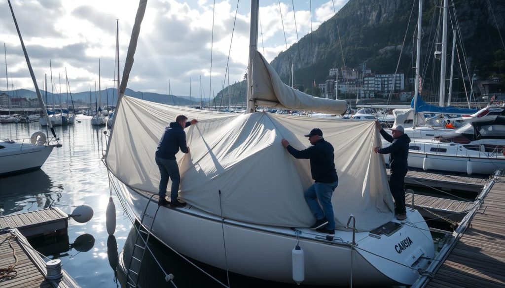 Værbeskyttelse installasjon for båt