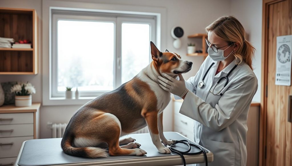 Veterinær undersøker hundens analkjertler