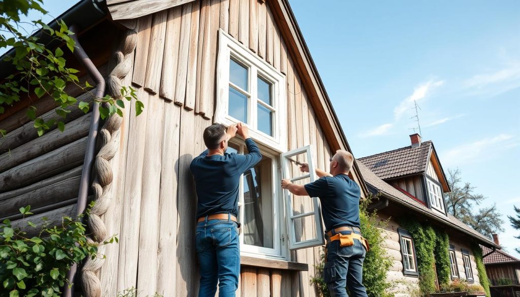 Vindusbytte i gammelt hus