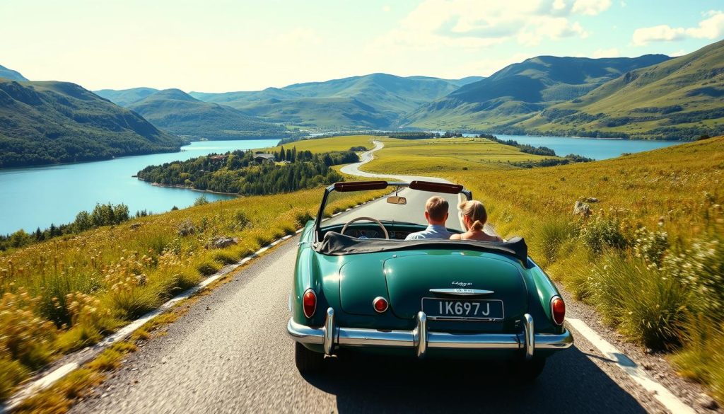 Vintage cabriolet på norsk landevei