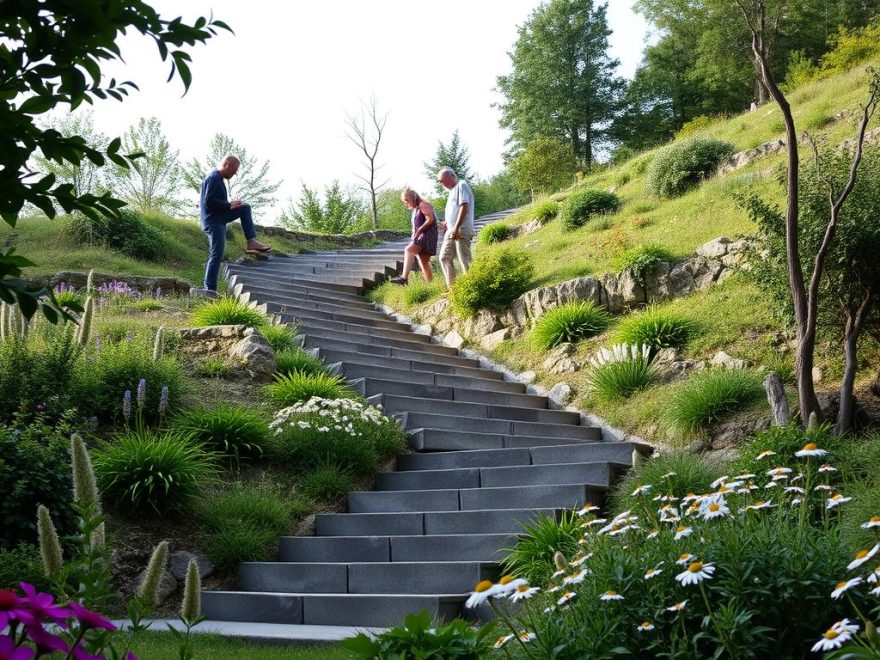 bygge steintrapp i skråning