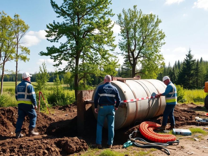 grave opp oljetank