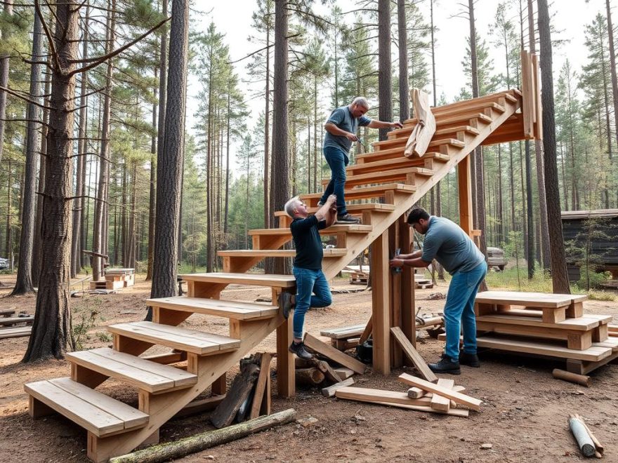 montere utendørs tre-trapp